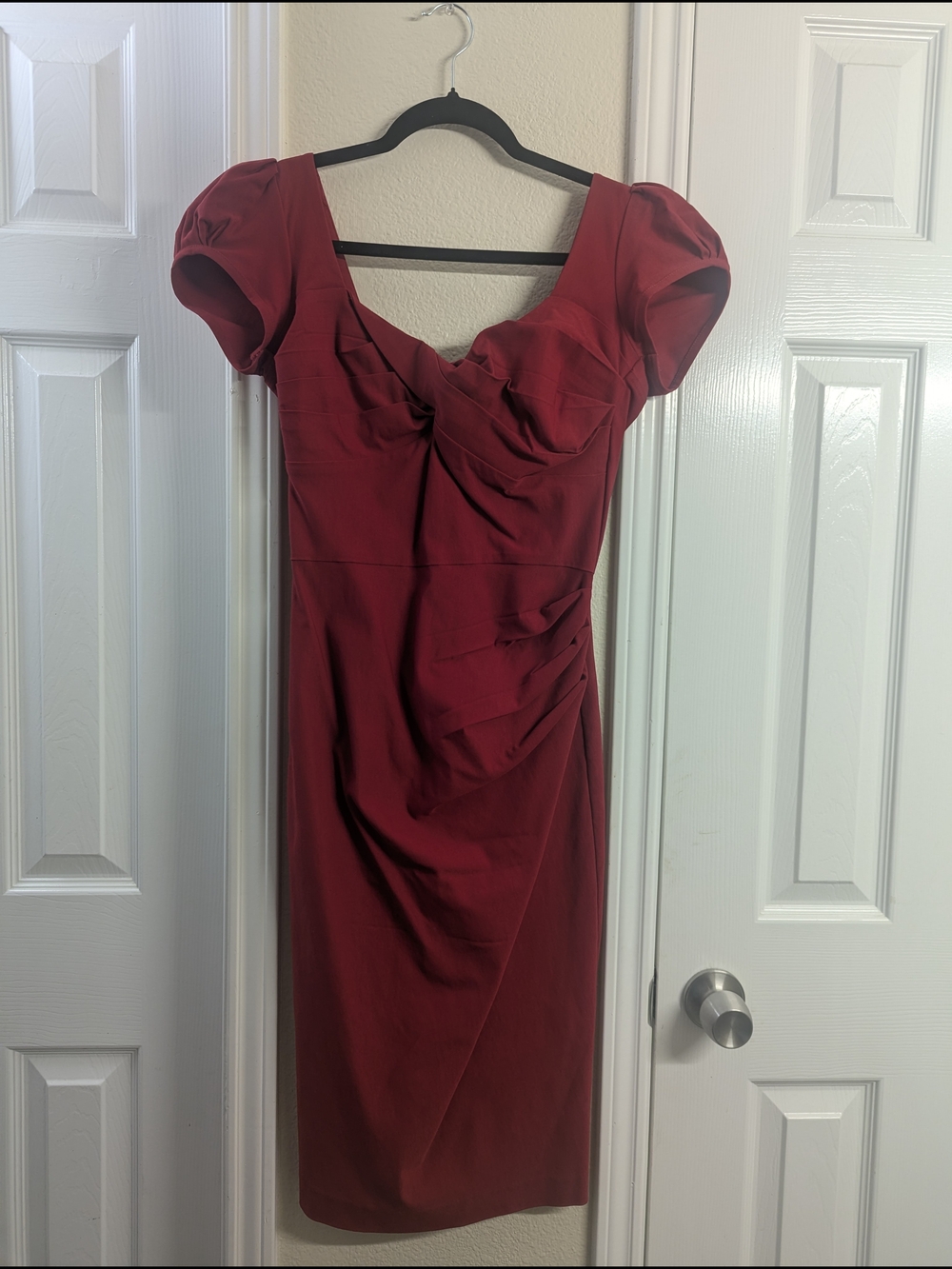 Stop Staring Burgundy Sweetheart Pencil Dress